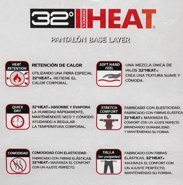 32 heat camiseta térmica manga larga para hombre