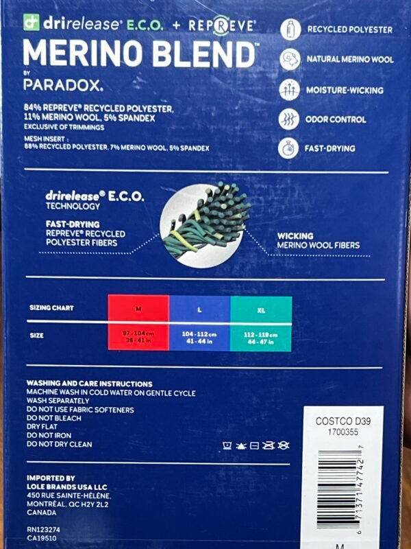 capa base térmica hombre merino blend paradox – performance base layer